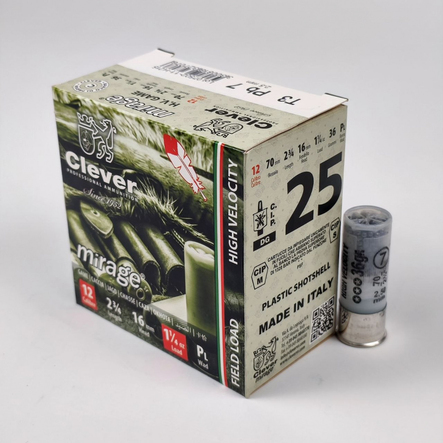 Патроны Clever Mirage, калибр 12x70, № 7, 36 грамм